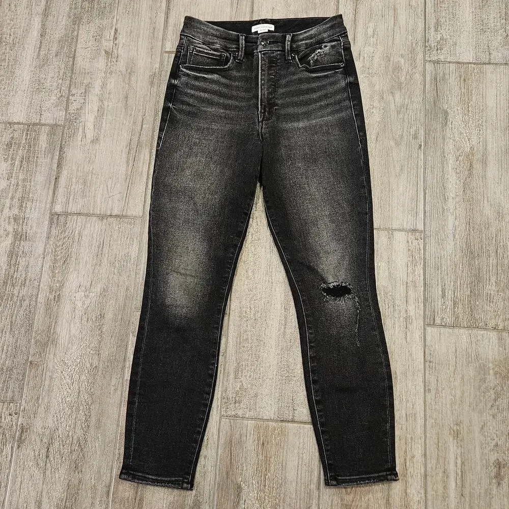 Good American Jeans Womens 4 / 27 Good Waist Crop‎ distressed High Rise Skinny